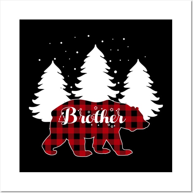 Buffalo Red Plaid Brother Bear Matching Family Christmas Wall Art by Kagina